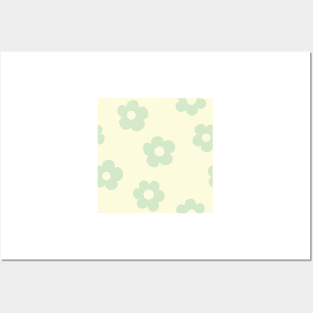 Chunky Retro Flowers - Cute Pastel Lemon Lime Posters and Art